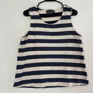 Anthropologie Sunday in Brooklyn Striped Tank Top Navy White Button Shoulder Siz